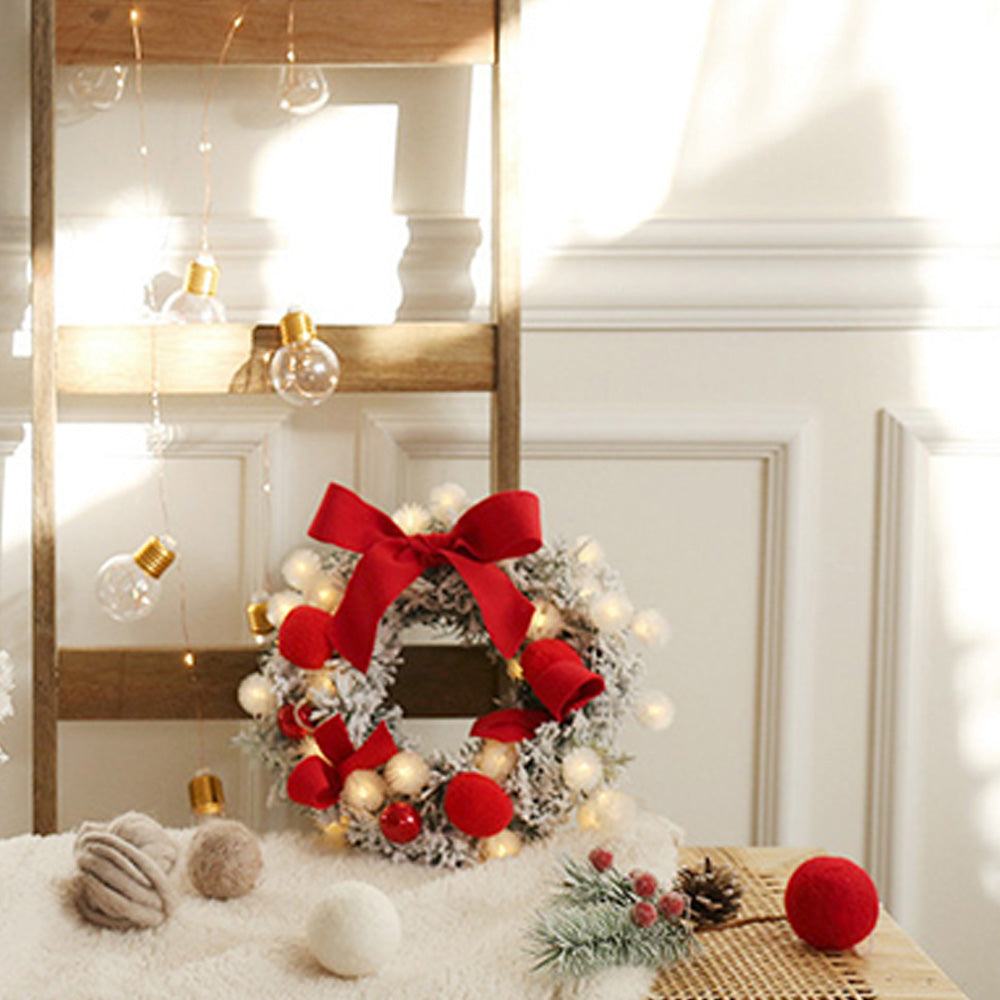 Hanging Wreath with String Light Wall Decor