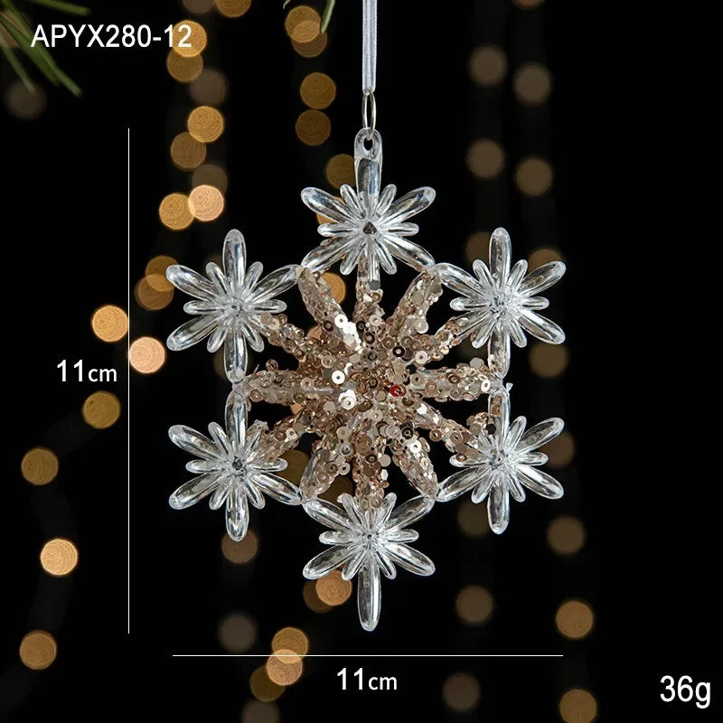 Christmas Acrylic Hanging Pendant Sequins Snowflake