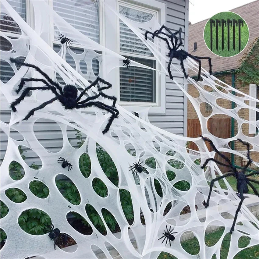 Giant Stretchy Spider Web Halloween Decor 20ft Cobweb