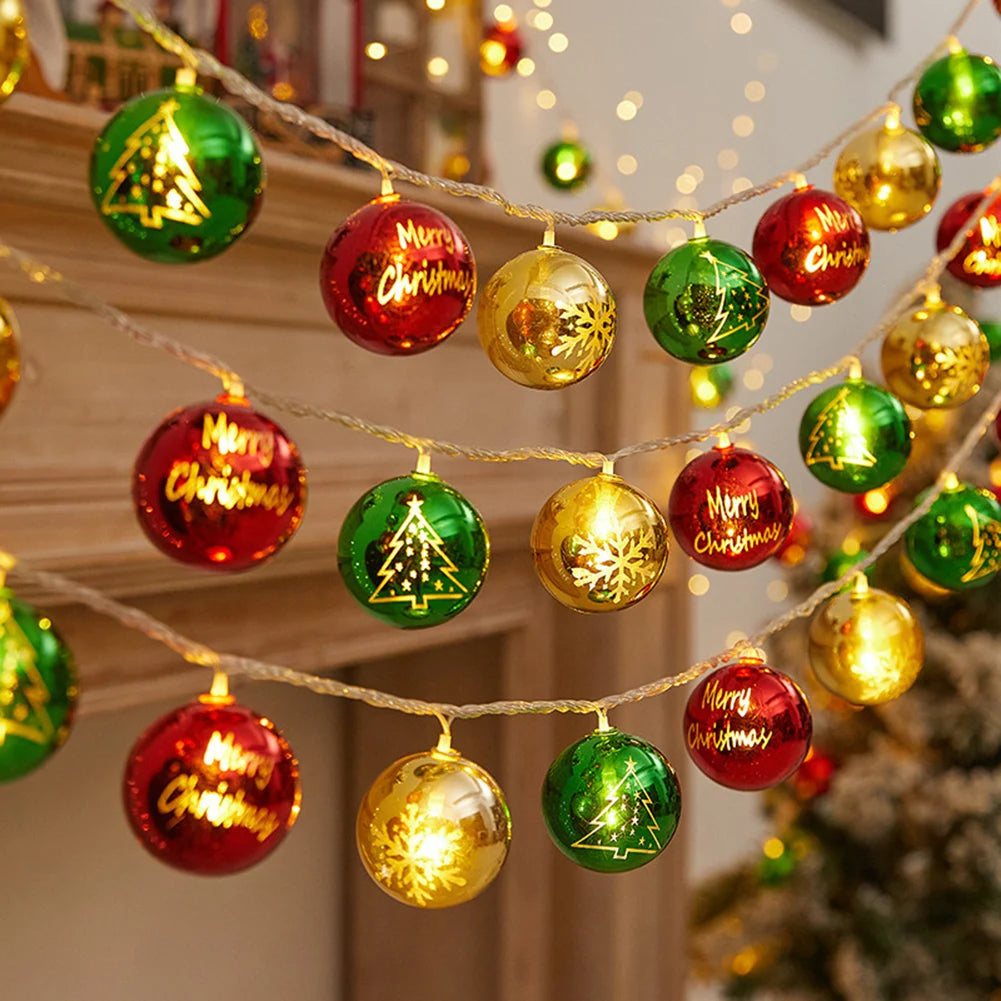 LED Christmas Decorative Lights String Christmas Balls Stars Garland Battery-operated Garland