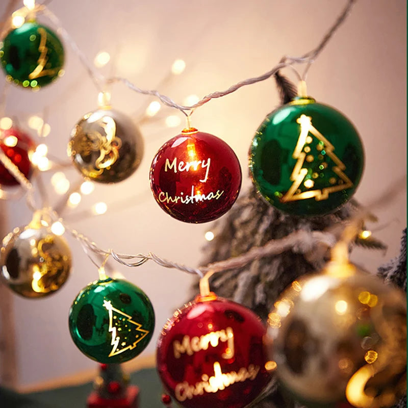 Christmas Ball LED Lights Star Round Xmas Tree Hanging String Lamp