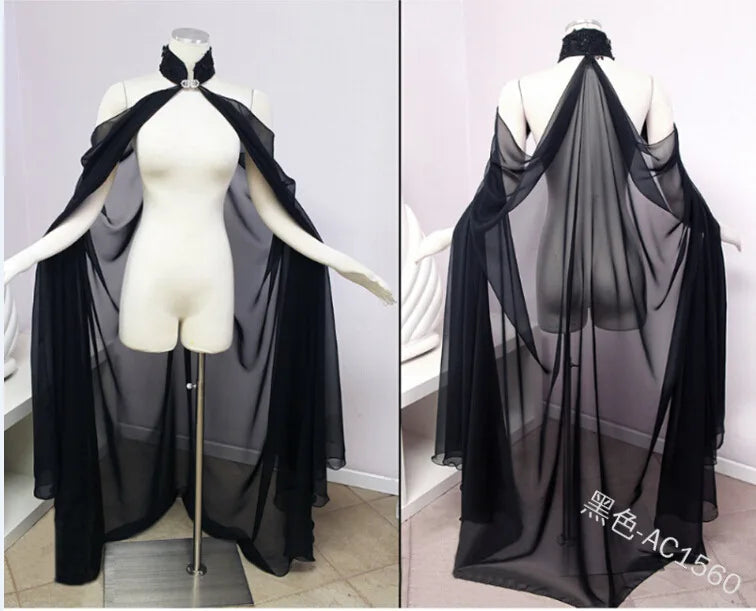 Women Medieval Shawl Cape Chiffon Gothic Wicca RobeCostume