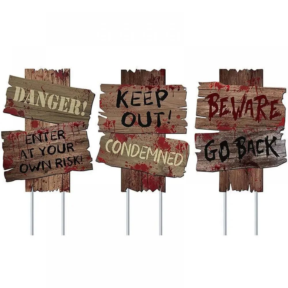 Outdoor Creepy Assorted Warning Sign 3PCS