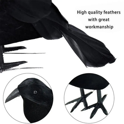 Small  fake bird realistic black crow Decoration