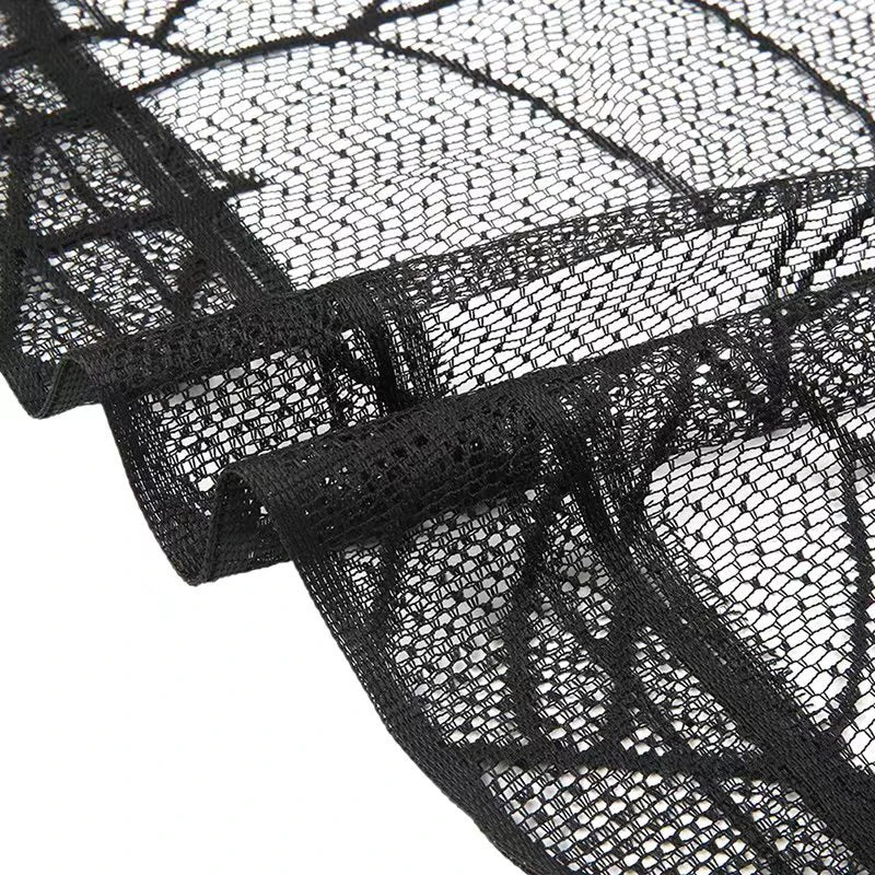 1pc Halloween Lace Curtain Black Bat Spider