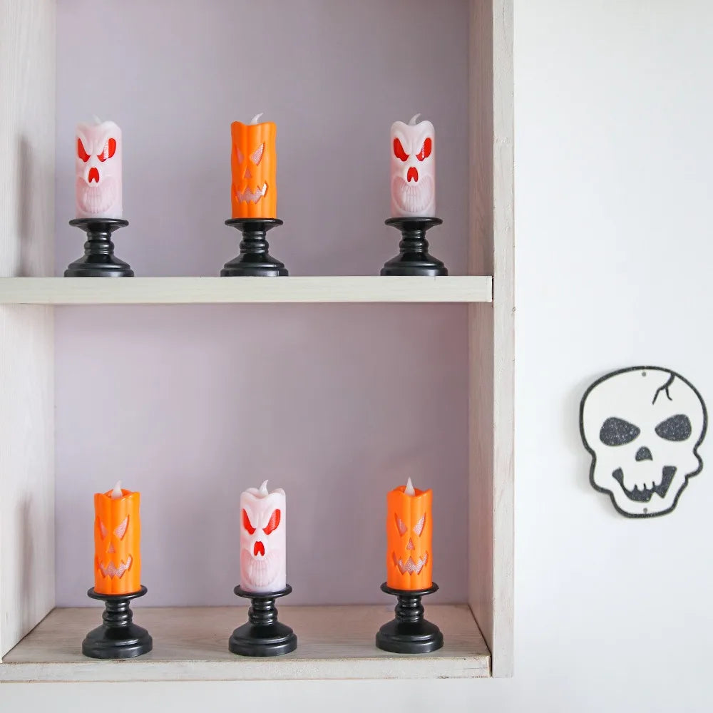 Pumpkin Skull Candle Desk Table