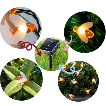 Solar String Light 100 LED Cute Bee Outdoor Light