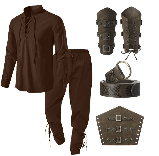 4 Pcs Halloween Men's Renaissance Costume Set