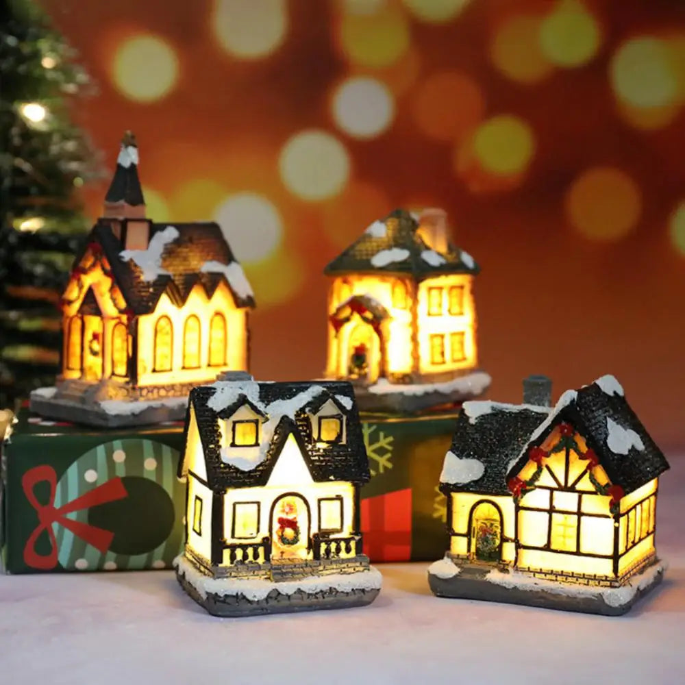 Christmas LED Light Wooden House Luminous Cabin