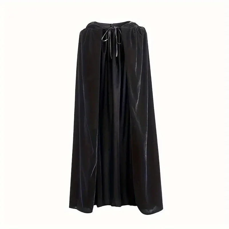 Medieval Black Hooded Cloak Adult Kid Unisex