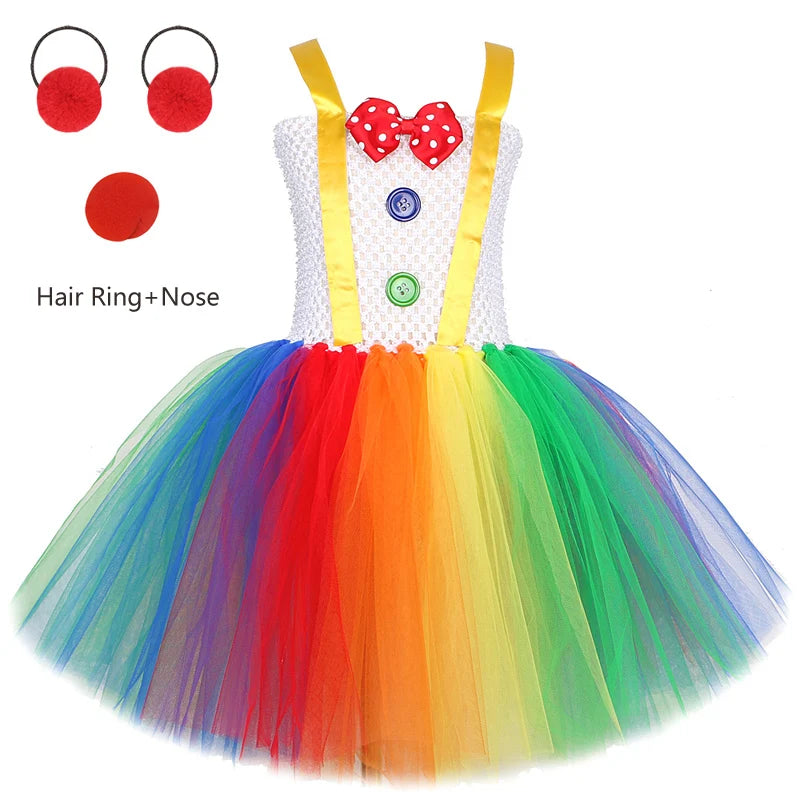 Rainbow Circus Clown Costume for Girls