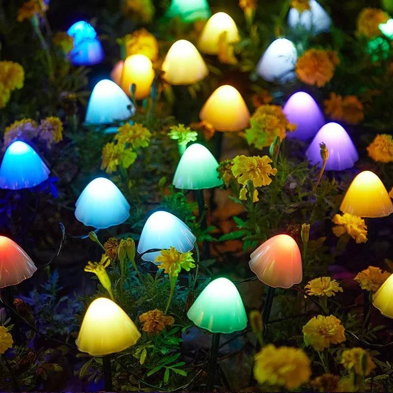 Solar LED Mushroom Lamp Outdoor Christmas Garden Patio Decoration