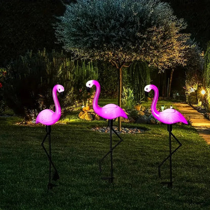 1 Pc Outdoor Solar Lights Flamingo Garden Led