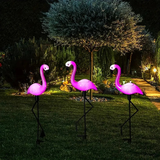 1 Pc Outdoor Solar Lights Flamingo Garden Led