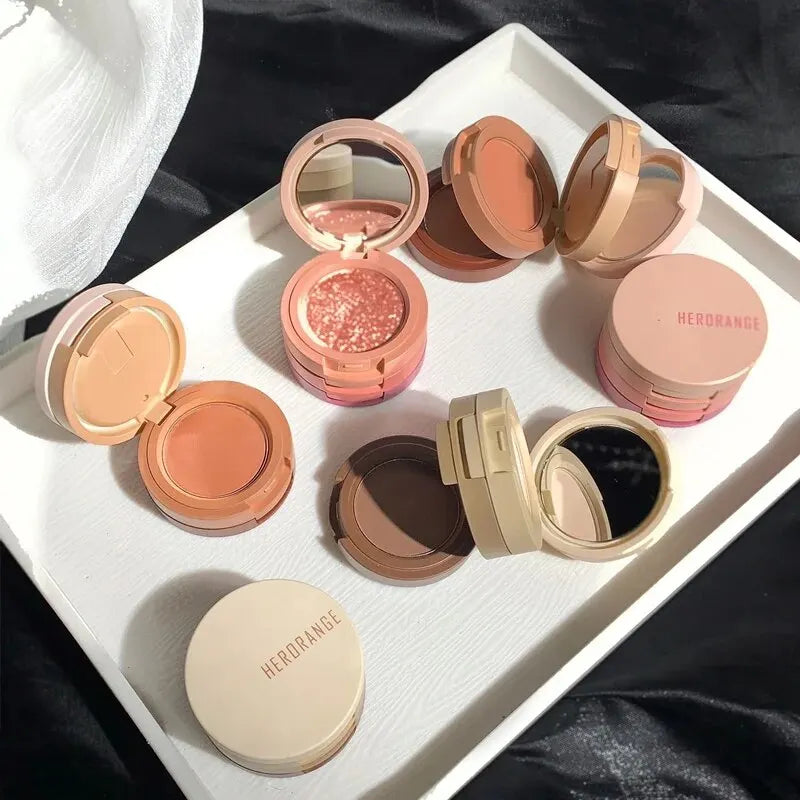 3 Warna Cute Nude Glitter Eyeshadow Palette