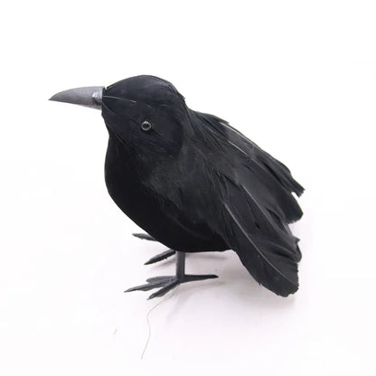 Small  fake bird realistic black crow Decoration