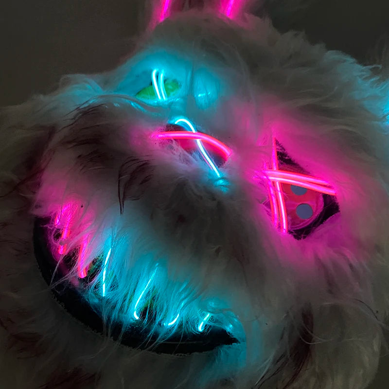 LED glowing Cosplay Bloody Rabbit Mask