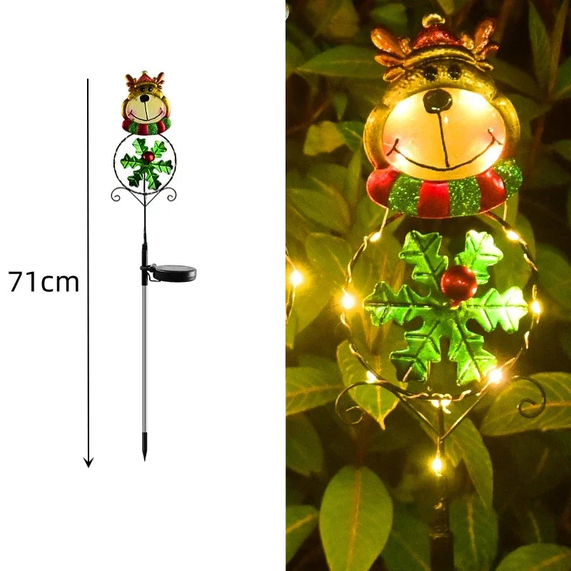 LED Solar Santa Claus Snowman Christmas Lights Outdoor Waterproof For Yard