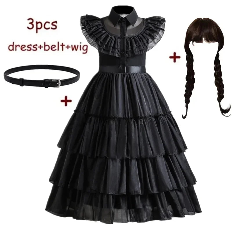 Wednesday Adams Cosplay for Girls Costume 2025