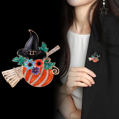 Pumpkin Witch Brooches For Women And Men