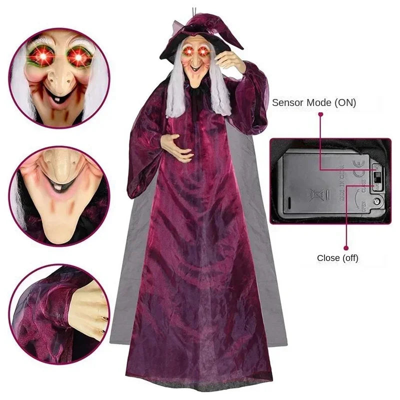 Halloween Life Size Talking Witch Outdoor Purple