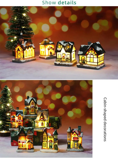 Christmas LED Light Wooden House Luminous Cabin