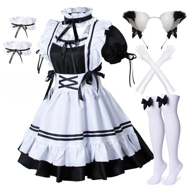 Black White Lolita Maid Costume