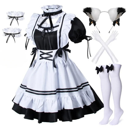 Black White Lolita Maid Costume