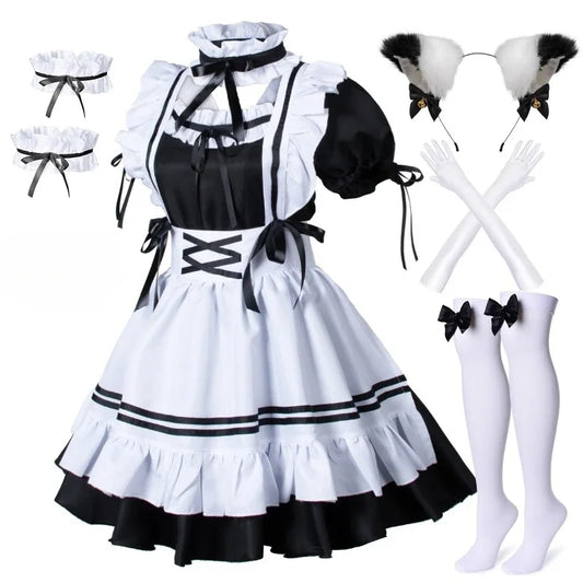 Black White Lolita Maid Costume