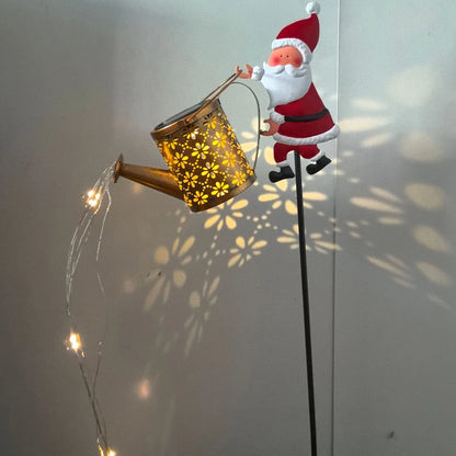 Santa Claus Solar Watering Can Waterproof Hanging Solar Lanterns