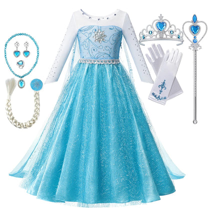 Summer Fancy Queen Elsa Anna Costume Girls