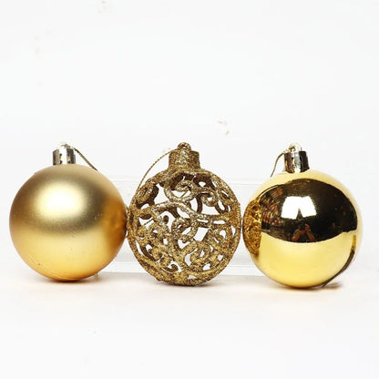 Colorful Hollow Christmas Tree Hanging Balls – 6pcs Electroplated Set