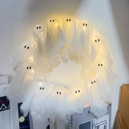 Halloween Light-up Ghost Wreath