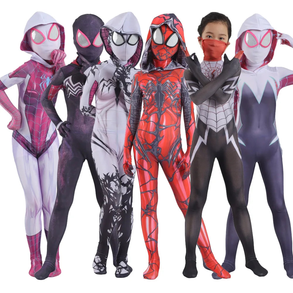 Spidergirls Gwen Stacy Spandex Jumpsuits for Boys and Girls - Festivewarehouse™