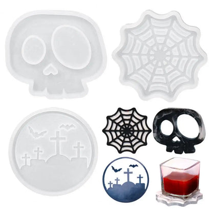 Resin Mold Spooky Halloween Coaster Candle Holder