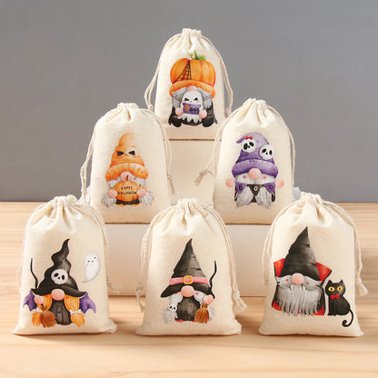 Gnome Witch Halloween Pumpkin Ghost Cotton Bag