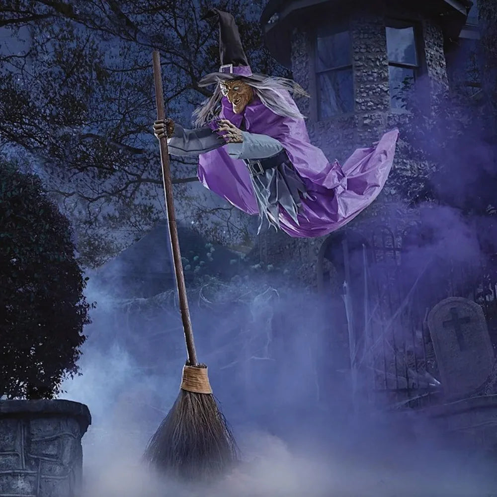 Halloween Life Size Talking Witch Outdoor Purple