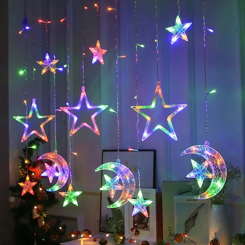 Curtain Garland Star Moon Fairy String Lights Led