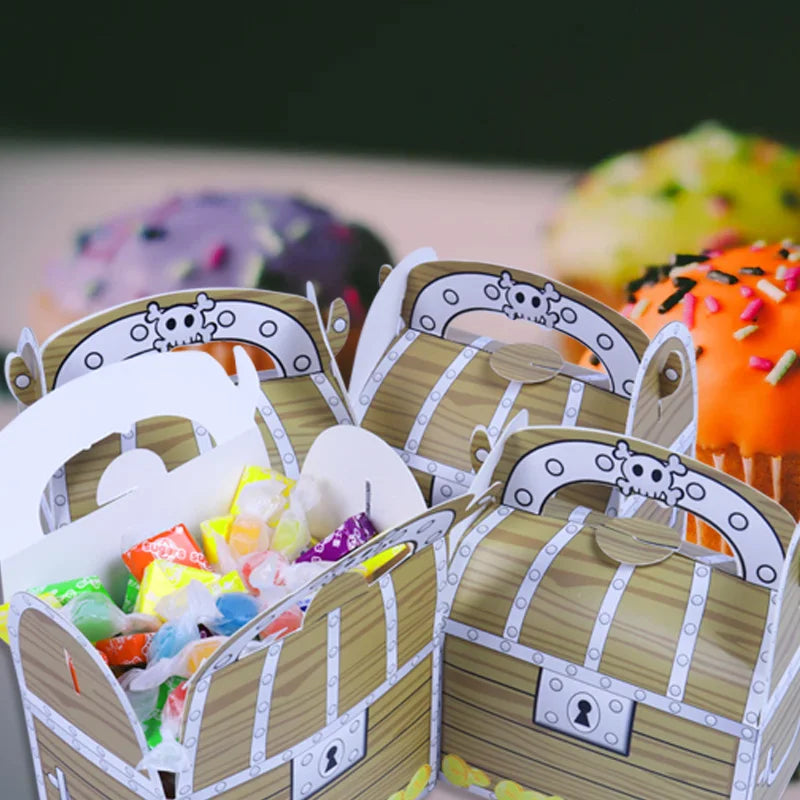 6pcs Pirate Treasure Treat Chest  Paper Candy
