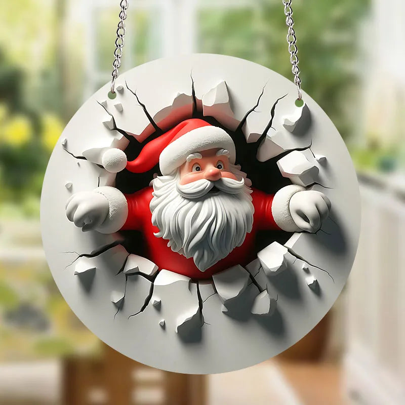 Round Acrylic Santa Claus Wall Hanging Sign