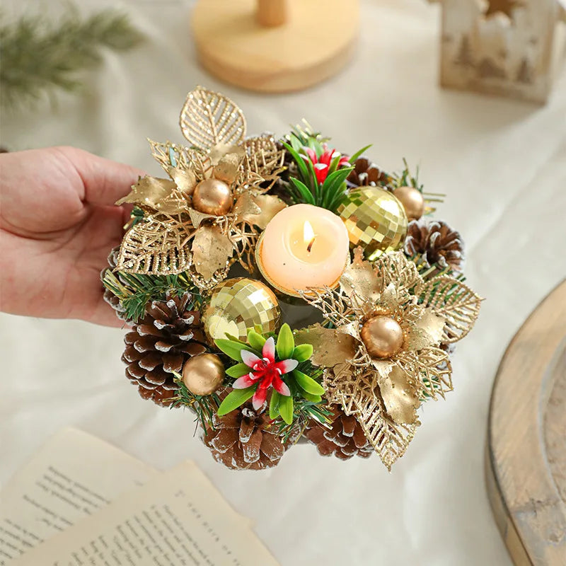 Artificial Pinball Pinecone Candle Holder