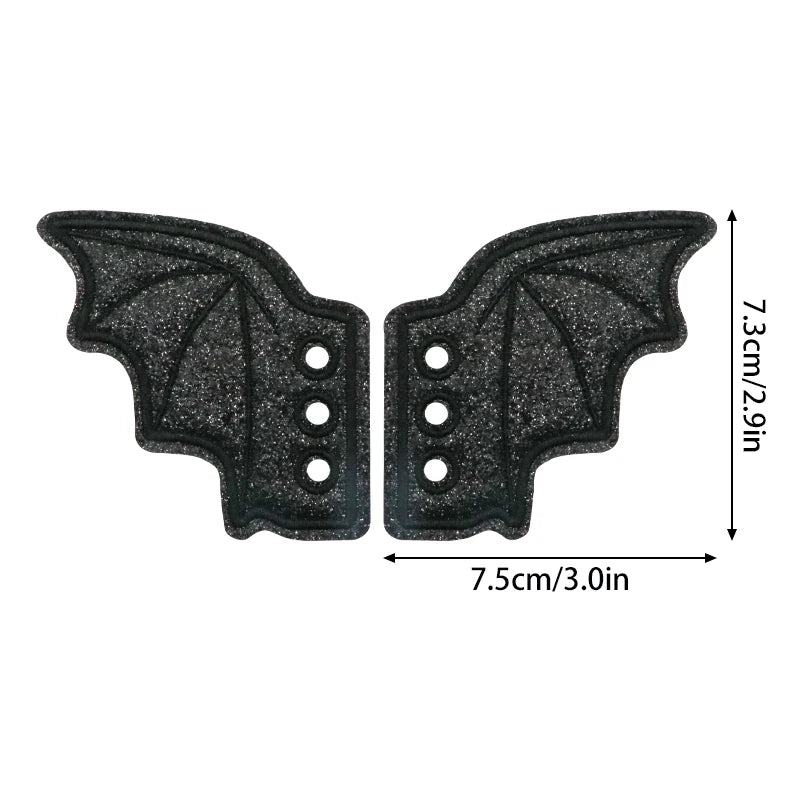 1 Pair Bling Bat Shoe Wings Embroidery DIY