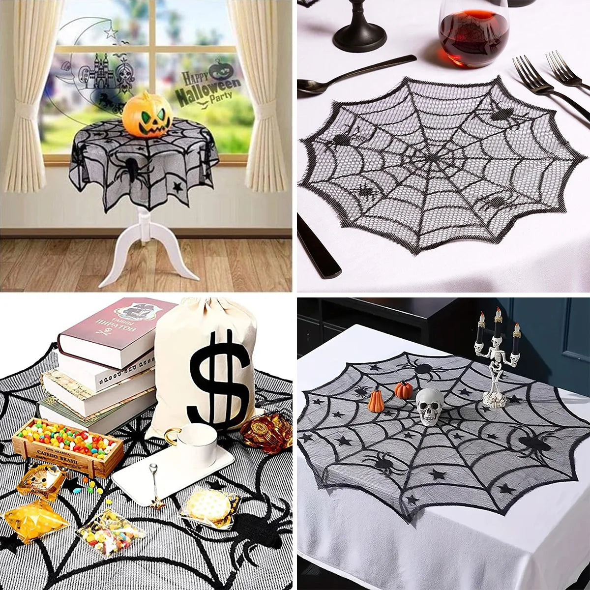 Halloween Black Lace Placemat and Tablecloth - Festivewarehouse™