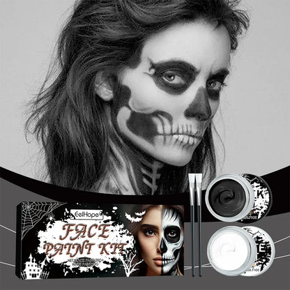 Halloween Face Body Paint Kit - Black & White Long-Lasting Makeup Set