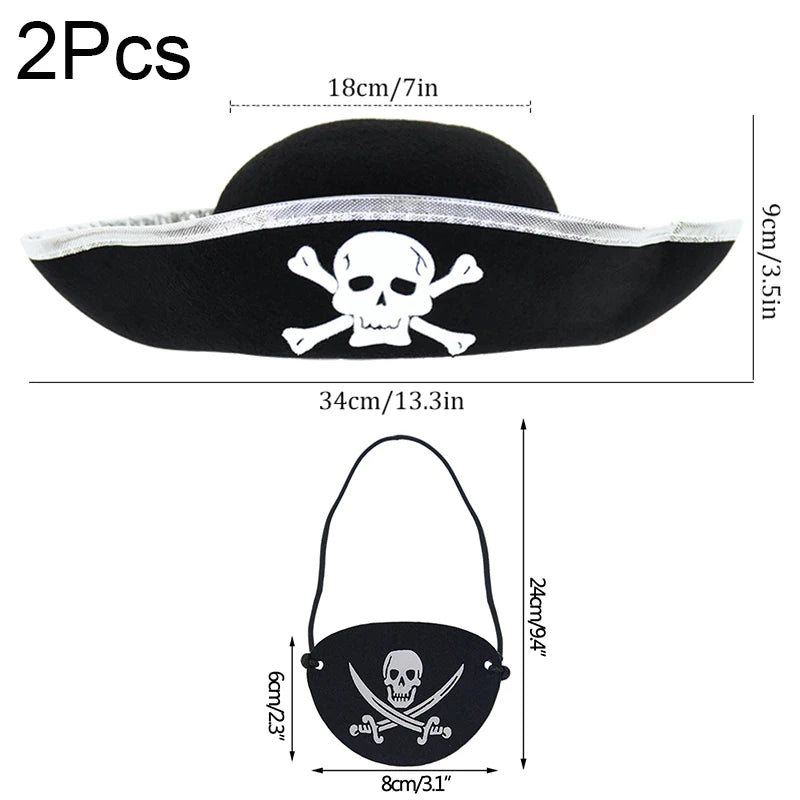 2pcs/set Pirate Hat And Pirate Skull Eye Patches