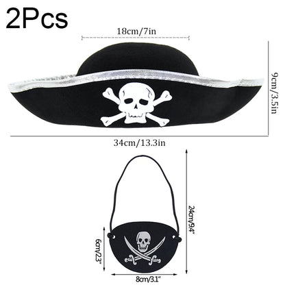2pcs/set Pirate Hat And Pirate Skull Eye Patches