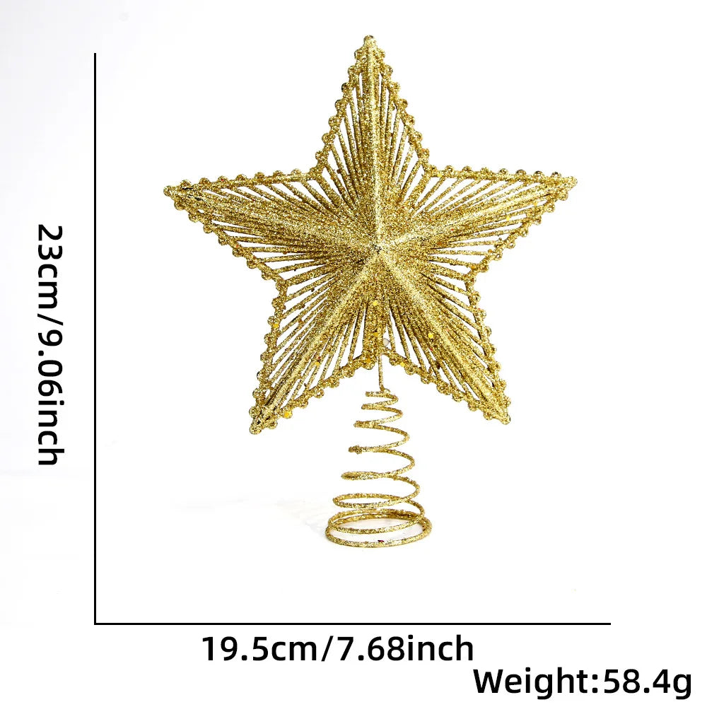 Glitter Hollow Star Ornaments – Red, Silver, Gold Christmas Tree Decor