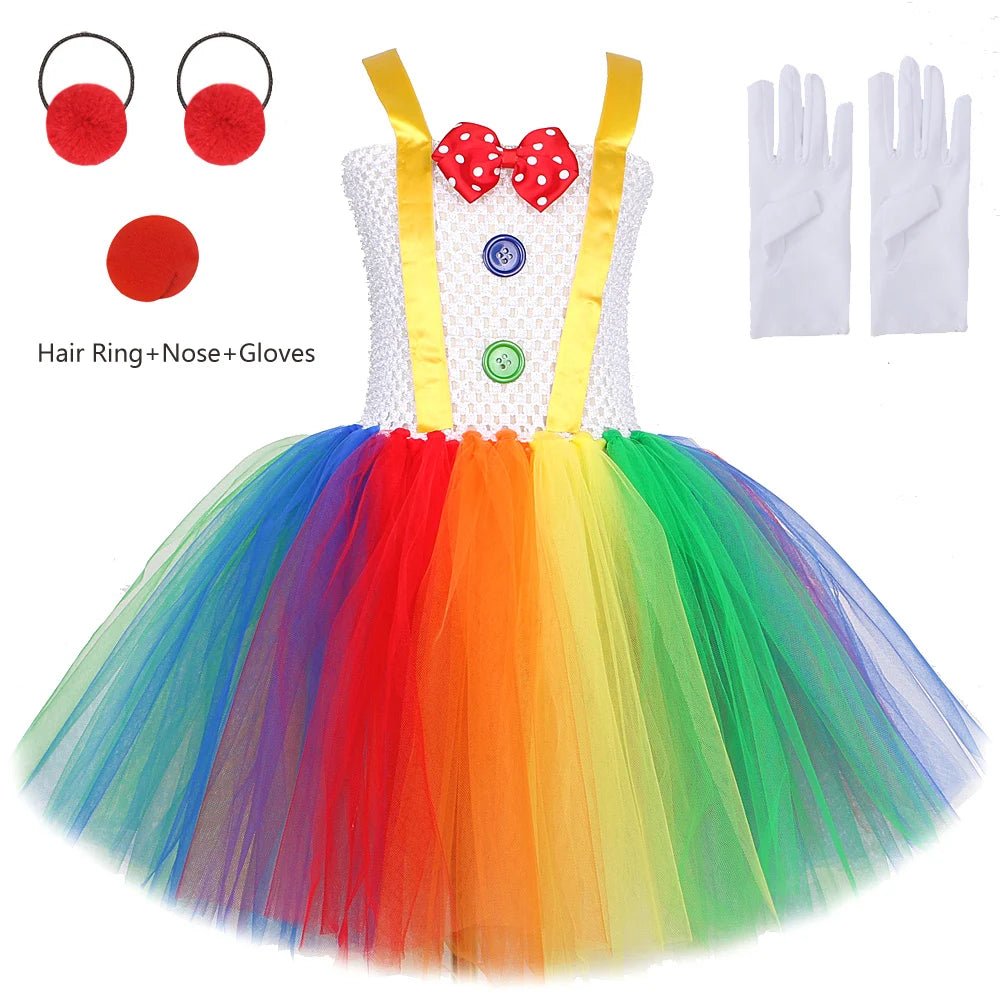Rainbow Circus Clown Costume for Girls