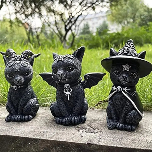 Outdoor Witch Cat Garden Statue
