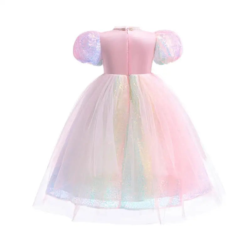 Girls' New Pearl Gradient Sequin Princess Dress